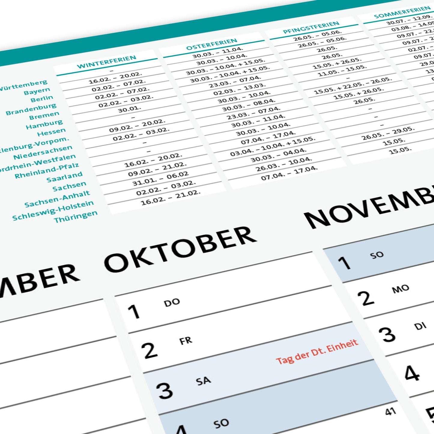Jahreskalender 2026 DIN A1, Wandkalender