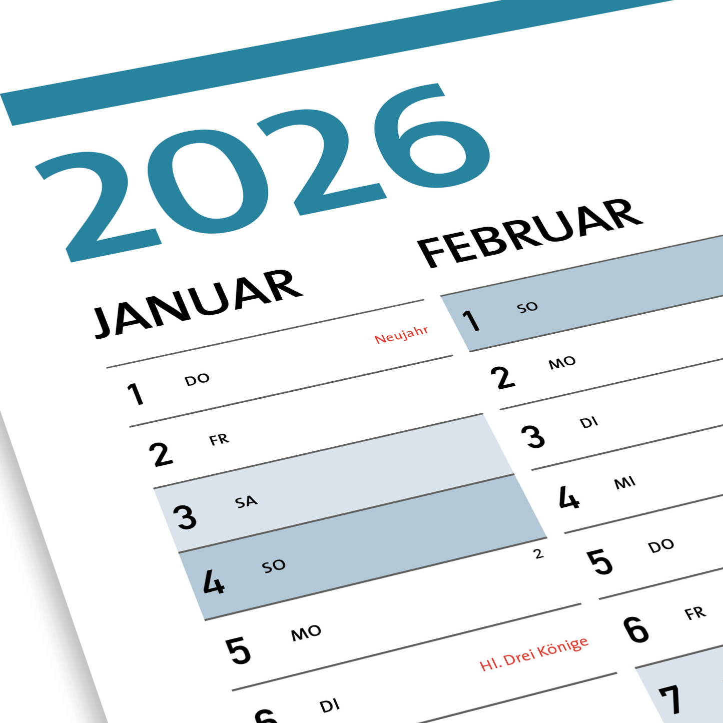 DIN A1 Jahreplaner, Plakatkalender, Jahreskalender 2026 - No2. (84,1 x 59,4 cm)
