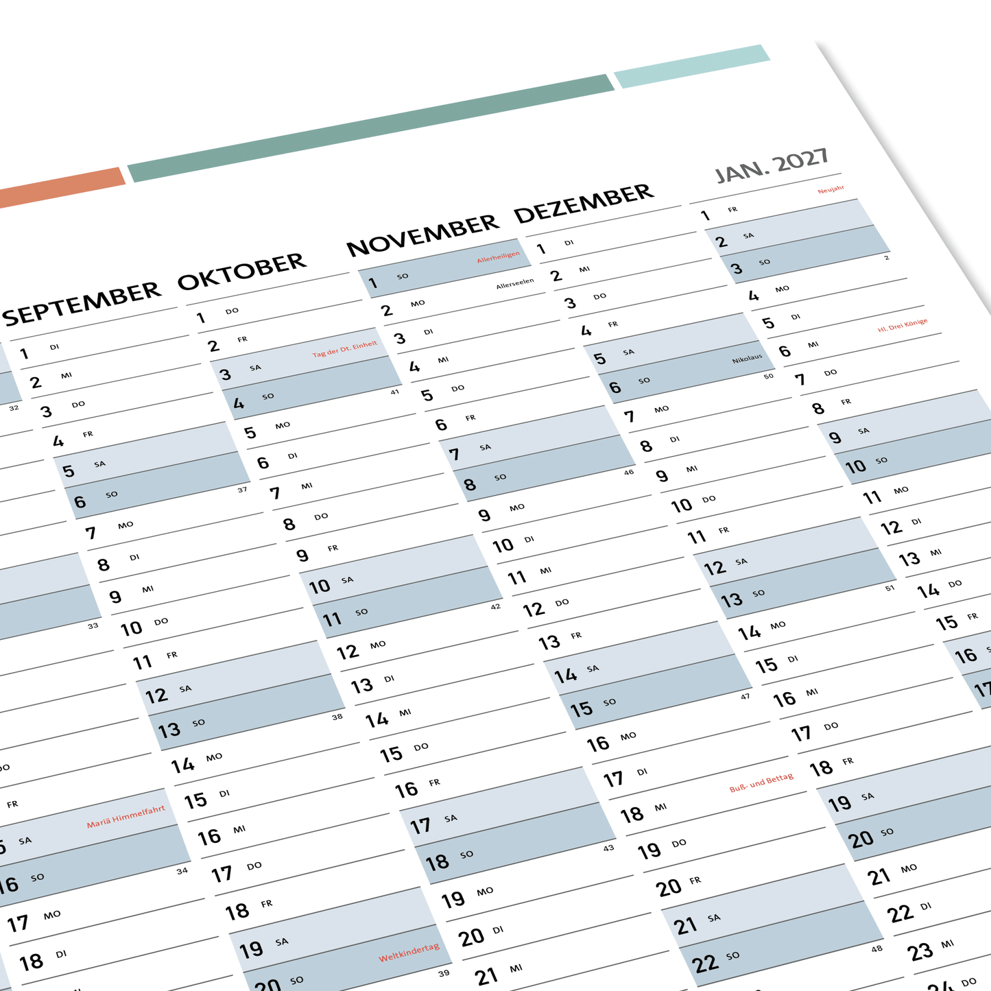 DIN A1 Jahreplaner, Plakatkalender, Jahreskalender 2026 - No2. (84,1 x 59,4 cm)