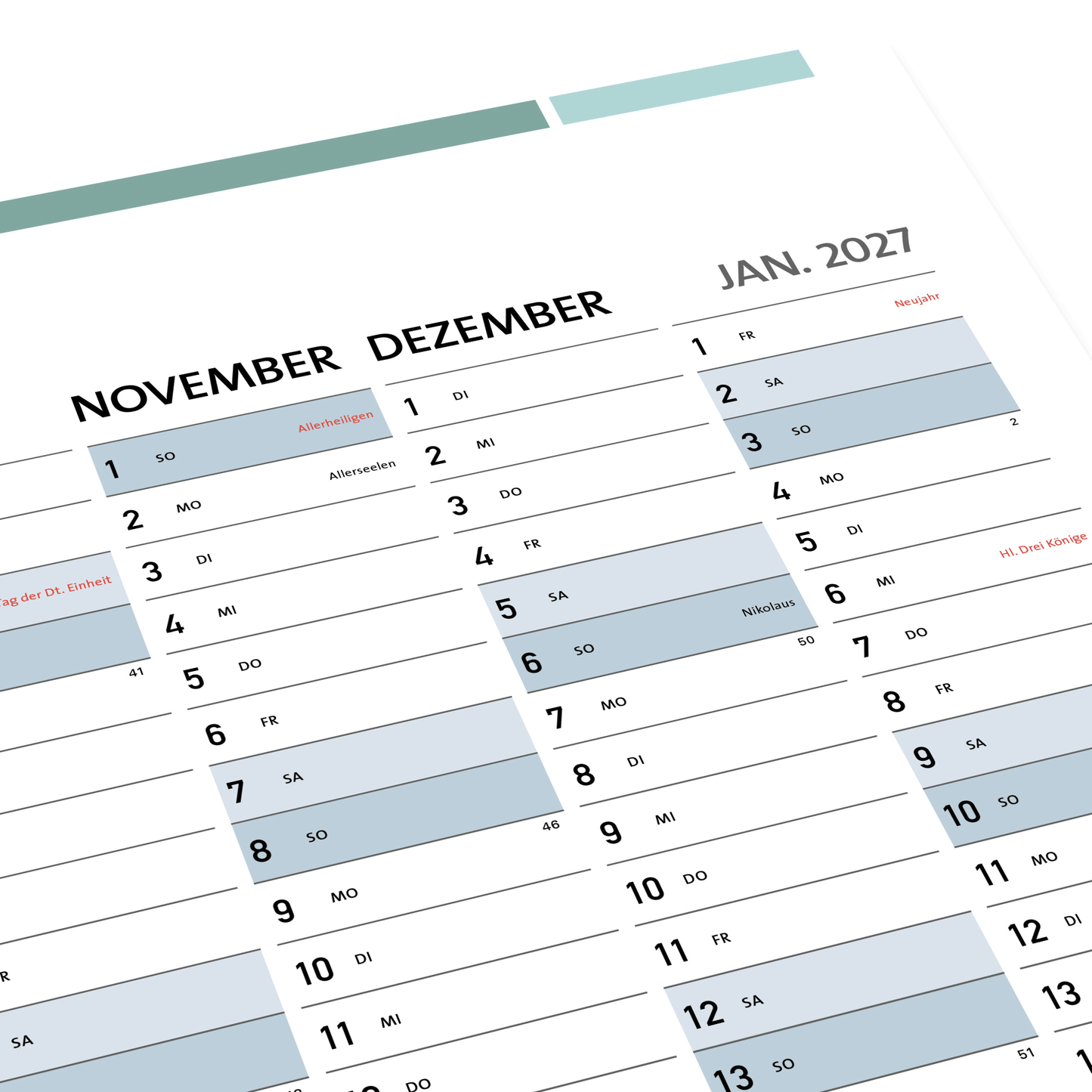 DIN A1 Jahreplaner, Plakatkalender, Jahreskalender 2026 - No2. (84,1 x 59,4 cm)