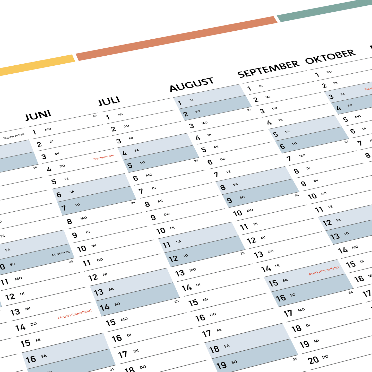 DIN A1 Jahreplaner, Plakatkalender, Jahreskalender 2026 - No2. (84,1 x 59,4 cm)