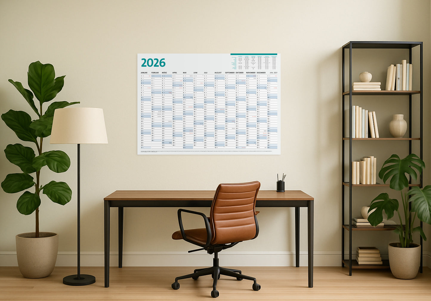 Jahreskalender 2026 DIN A1, Wandkalender