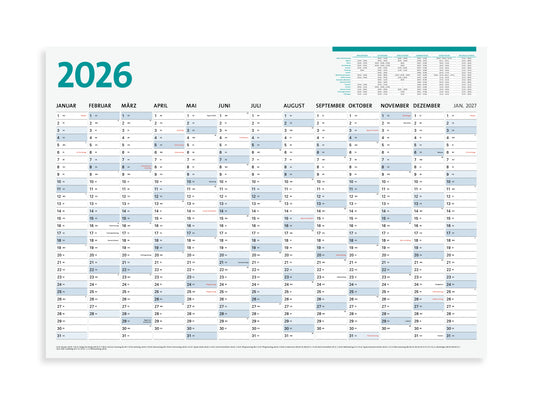 Jahreskalender, Wandkalender, Jahresplaner 2026 DIN A1 (84,1 x 59,4 cm)