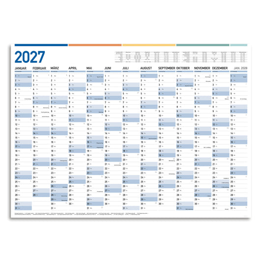 XXL Jahresplaner Wandkalender 2027 (94 x 68 cm), gefaltet