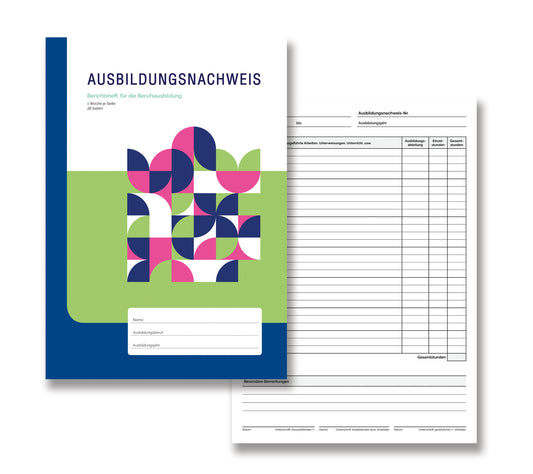Berichtsheft Ausbildung, Ausbildungsnachweis DIN A4 Heft, 28 Blatt