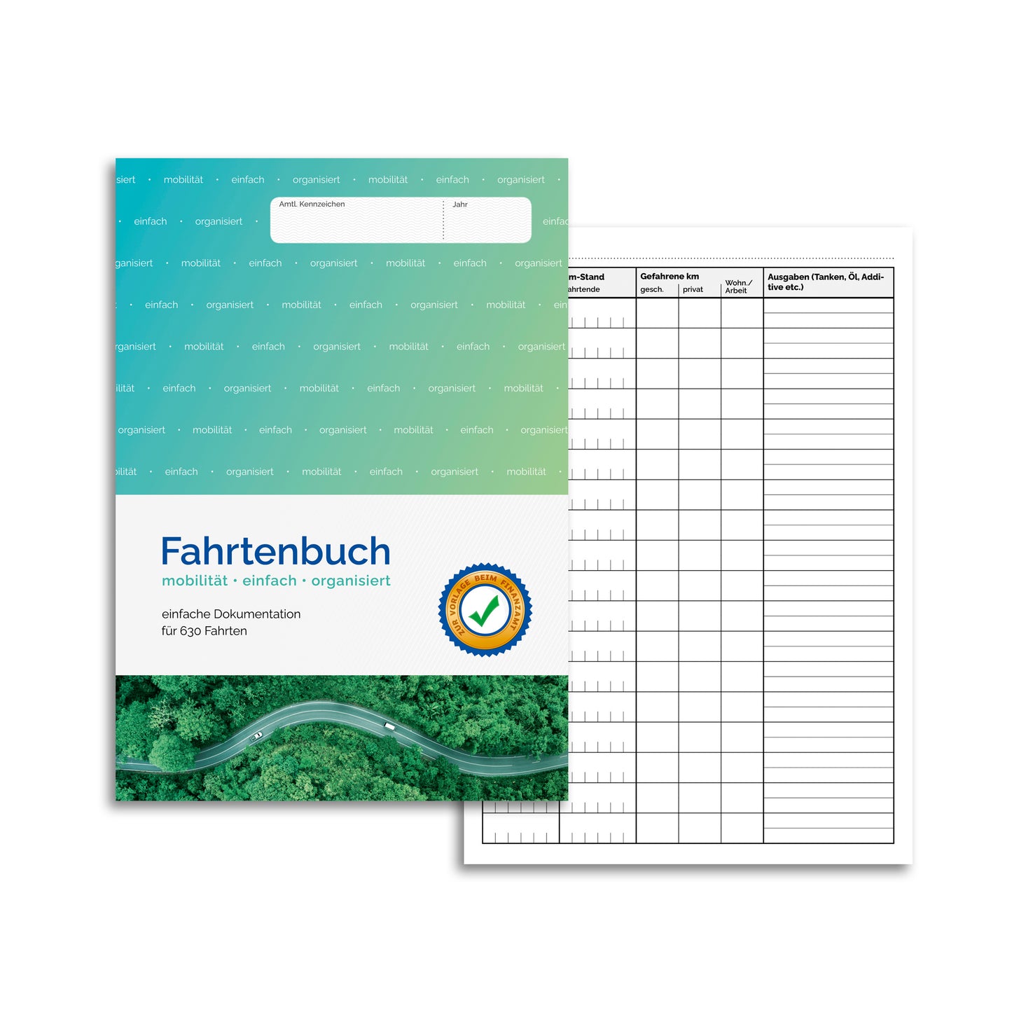 Fahrtenbuch PKW DIN A5, einfache Dokumentation, bis zu 630 Fahrten