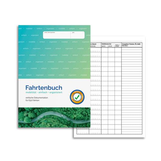 Fahrtenbuch PKW DIN A5, einfache Dokumentation, bis zu 630 Fahrten