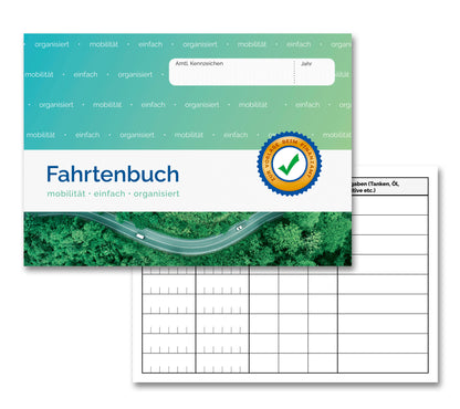 Fahrtenbuch DIN A6 quer, 60 Seiten, einfache Dokumentation