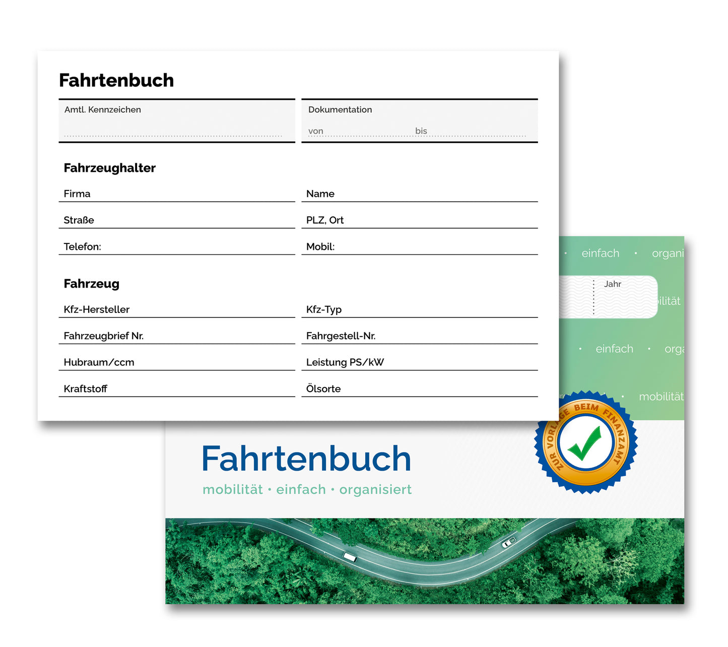 Fahrtenbuch DIN A6 quer, 60 Seiten, einfache Dokumentation