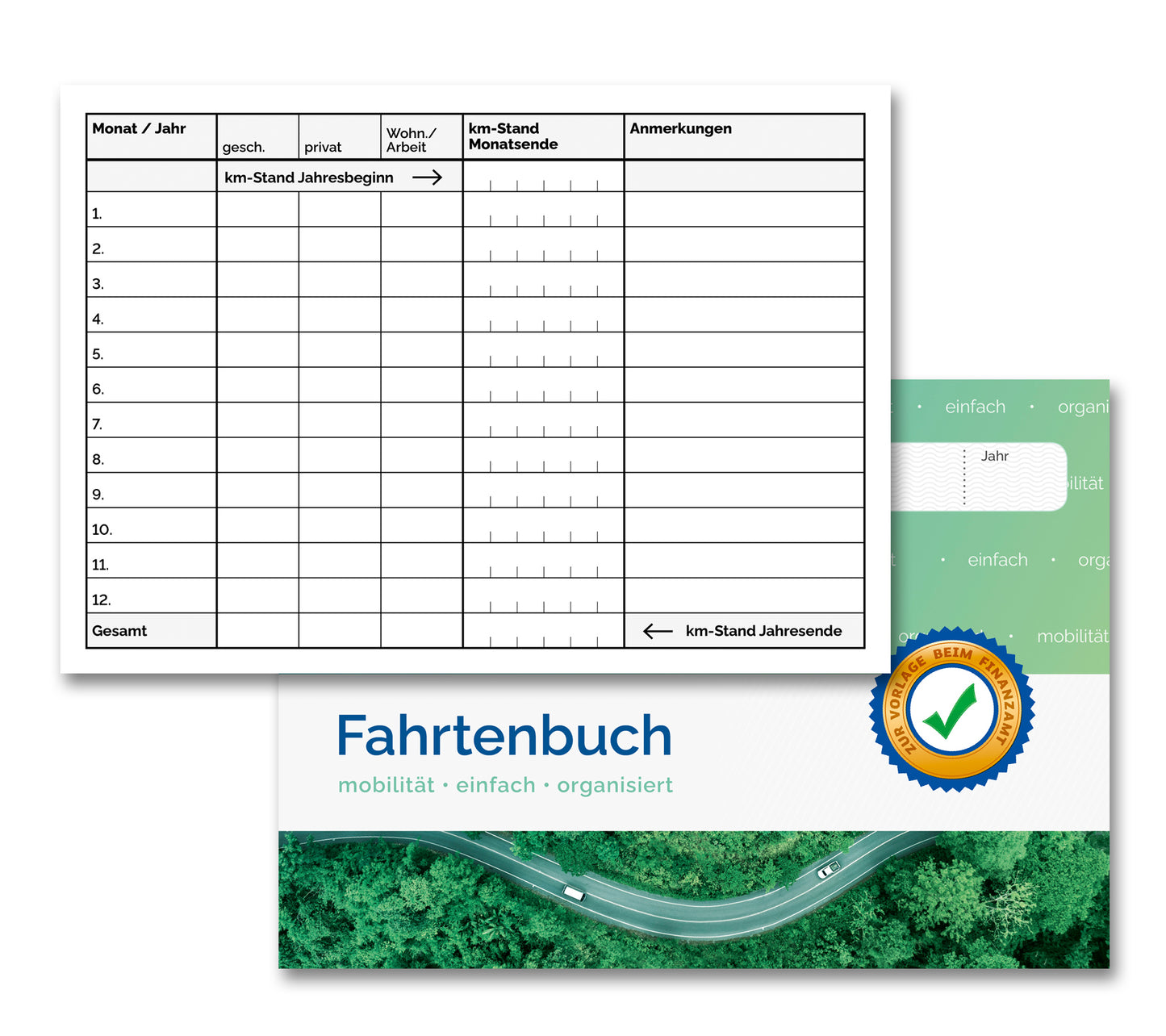 Fahrtenbuch DIN A6 quer, 60 Seiten, einfache Dokumentation