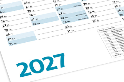Jahresplaner 2027 DIN A1, Jahreskalender 59,4 x 84,1 cm groß, 13 Monate