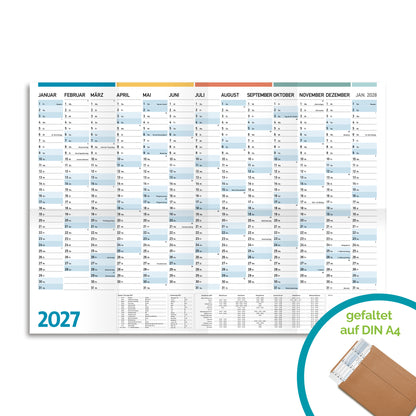 Jahresplaner 2027 DIN A1, Jahreskalender 59,4 x 84,1 cm groß, 13 Monate