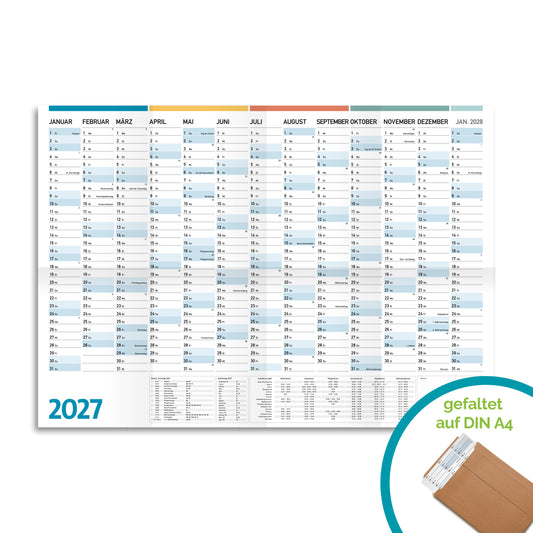 Jahresplaner 2027 DIN A1, Jahreskalender 59,4 x 84,1 cm groß, 13 Monate