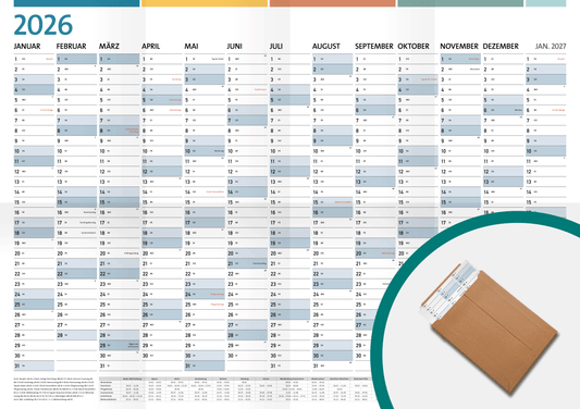 DIN A1 Jahreplaner, Plakatkalender, Jahreskalender 2026 - No2. (84,1 x 59,4 cm)