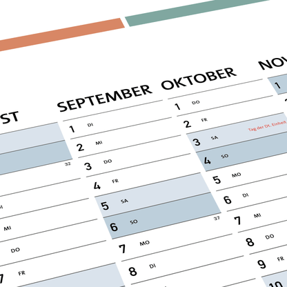 DIN A1 Jahreplaner, Plakatkalender, Jahreskalender 2026 - No2. (84,1 x 59,4 cm)