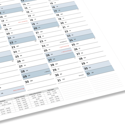 DIN A1 Jahreplaner, Plakatkalender, Jahreskalender 2026 - No2. (84,1 x 59,4 cm)