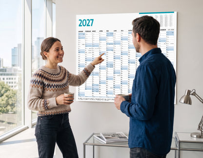 Wandkalender 2027 DIN A1 wiederbeschreibbar, Großer Jahresplaner 2027 abwischbar
